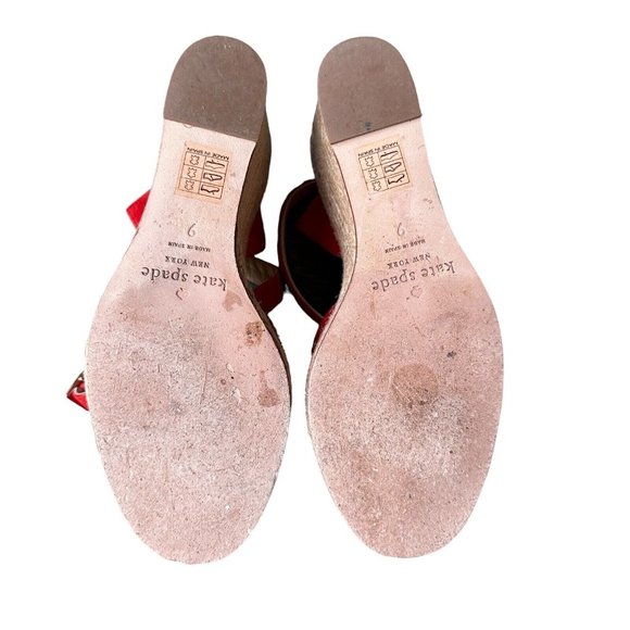 Kate Spade New York Women's Red Suede Brit Flower Toe Wedge Heel Sandals 9 M - Picture 7 of 9